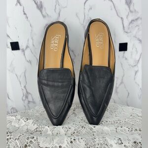 Franco Sarto Sabella Black Leather Laser-Cut Mules - Women's Size 7M